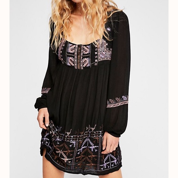 Free People Rhiannon Embroidered Mini Dress XS - Picture 1 of 7